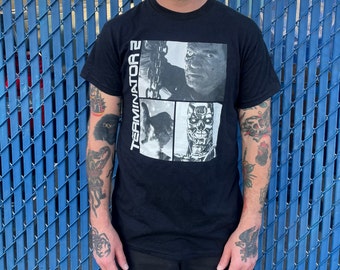 Terminator 2 Judgement Day Men's T-shirt Schwarzenegger Top American Action Film Merch Vintage Movie Character T-Shirt I'll be back