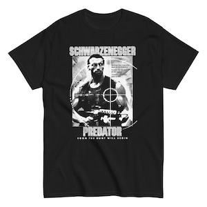 Predator Men&#39;s T-shirt Schwarzenegger Top American Action Film Merch Vintage Movie Character T-Shirt get to the choppa