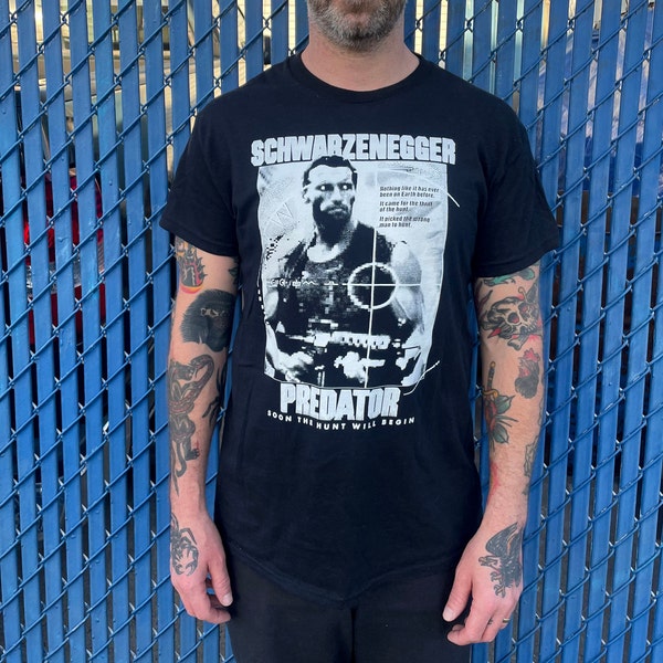 Predator Men's T-shirt Schwarzenegger Top American Action Film Merch Vintage Movie Character T-Shirt get to the choppa