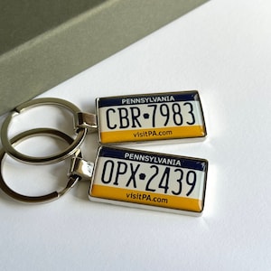 Pennsylvania License Plate Keychain Custom Car Keychain License Plate Keychain Personalized Keyring Number Plate Car Accessory Plate Keyring