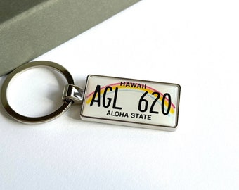 Hawaii License Plate Keychain Custom Car Keychain License Plate Keychain Personalized Keyring Number Plate Car Accessory Car Plate Keyring