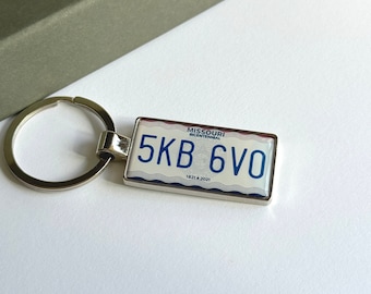 Missouri License Plate Keychain Custom Car Keychain License Plate Keychain Personalized Keyring Number Plate Car Accessory Car Plate Keyring
