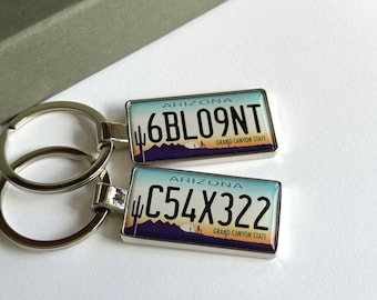 Arizona License Plate Keychain Custom Car Keychain License Plate Keychain personalized keyring Number Plate Car Accessory Car Plate Keyring