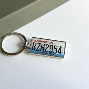 Washington License Plate Keychain Custom Car Keychain License Plate Keychain Personalized Keyring Number Plate Car Accessory Plate Keyring