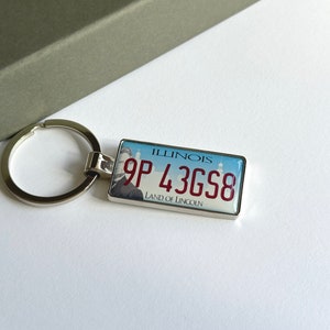 Illinois License Plate Keychain Custom Car Keychain License Plate Keychain Personalized Keyring Number Plate Car Accessory Car Plate Keyring