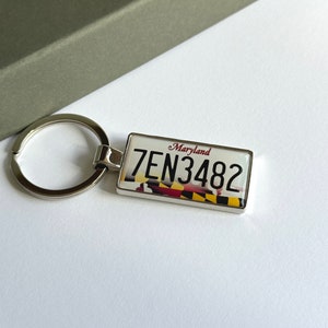 Maryland License Plate Keychain Custom Car Keychain License Plate Keychain Personalized Keyring Number Plate Car Accessory Car Plate Keyring