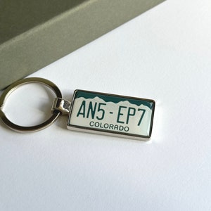 Colorado License Plate Keychain Custom Car Keychain License Plate Keychain personalized keyring Number Plate Car Accessory Car Plate Keyring