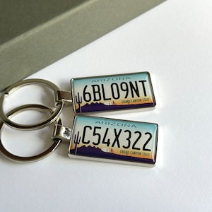 Arizona License Plate Keychain Custom Car Keychain License Plate Keychain personalized keyring Number Plate Car Accessory Car Plate Keyring