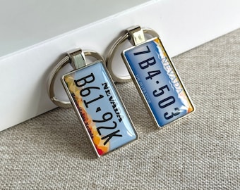 Nevada License Plate Keychain Custom Car Keychain License Plate Keychain Personalized Keyring Number Plate Car Accessory Car Plate Keyring