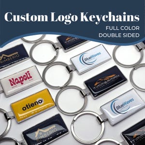 Custom Logo Keychains, Full Color Logo Tags Personalized Business Keychain, Bulk Metal/Epoxy Keychain, Giveaway, Tradeshow Conference Gift