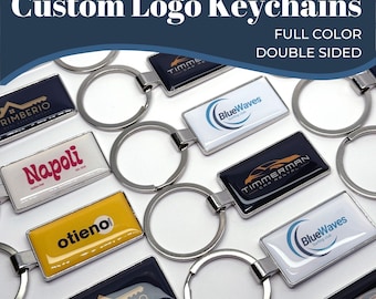Custom Logo Keychains, Full Color Logo Tags Personalized Business Keychain, Bulk Metal/Epoxy Keychain, Giveaway, Tradeshow Conference Gift