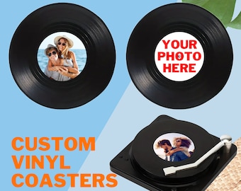 Vinyl Record Drinks Coasters Personalized Coasters Custom Coasters Record Seat Personalized Gift Music Lover For Him Vintage Valentine's Day