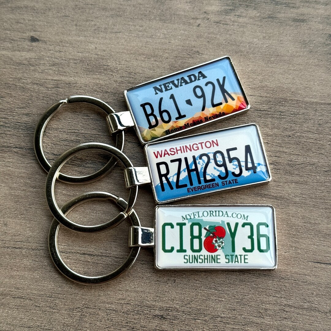 Car License Plate Keychain, Custom License Plate Keychain, Car Keyring