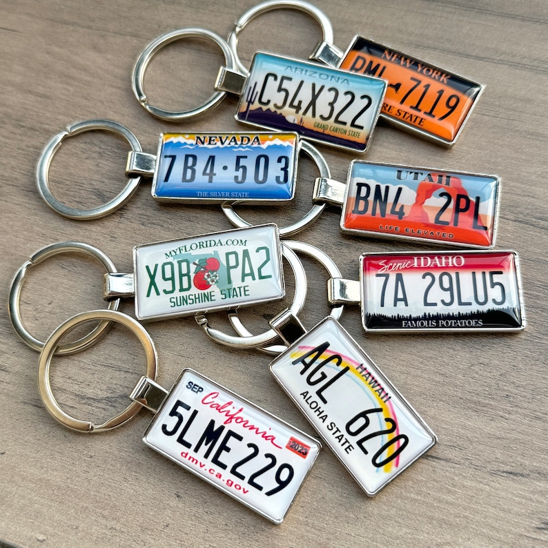 Custom Keychains Personalized Gifts Handmade Keychains Unique Gift Ideas License Plate Art Gifts For Him Customized Accessories Car Lovers Gift Keychain Vintage Keychains Custom License Plate Keychain Obsessed Gifts For Drivers Handmade With Love