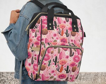 Purple Baby Girls Cowgirl Diaper Bag Backpack Wagon Wheel  display picture 2