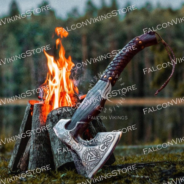 RAGNAR VIKING AXE Forged Camping Axe With Rose Woos Shaft, Viking Bearded Nordic, Best Gift For Him, Anniversary Gift For Men, Birthday Gift