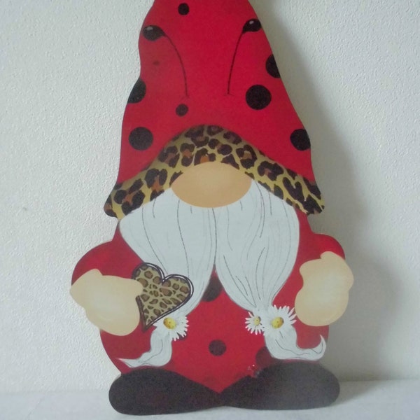 Gnome décoration en bois, gnome à suspendre, idée cadeau, coccinelle, décoration de gnome