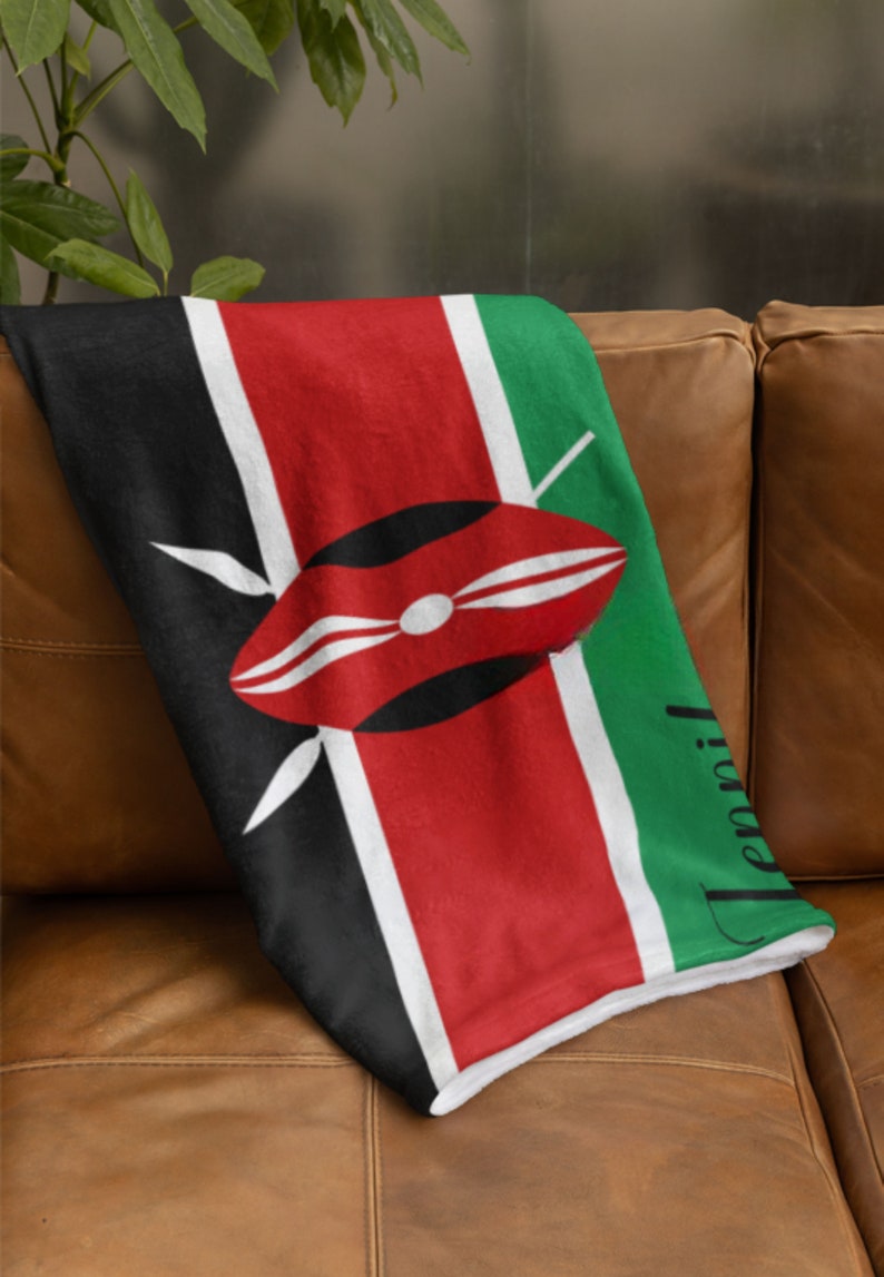 Personalized Kenya Flag Blanket, Custom Name Kenyan Throw Blanket