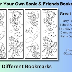 Printable Sonic Color Your Own Bookmarks, Sonic Party Favors, Hedgehog ...