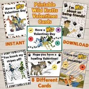 Tarjetas de San Valentín de Wild Kratt para descargar al instante, tarjetas de San Valentín de Wild Kratt para imprimir, tarjetas de San Valentín de Wild Kratt para la clase