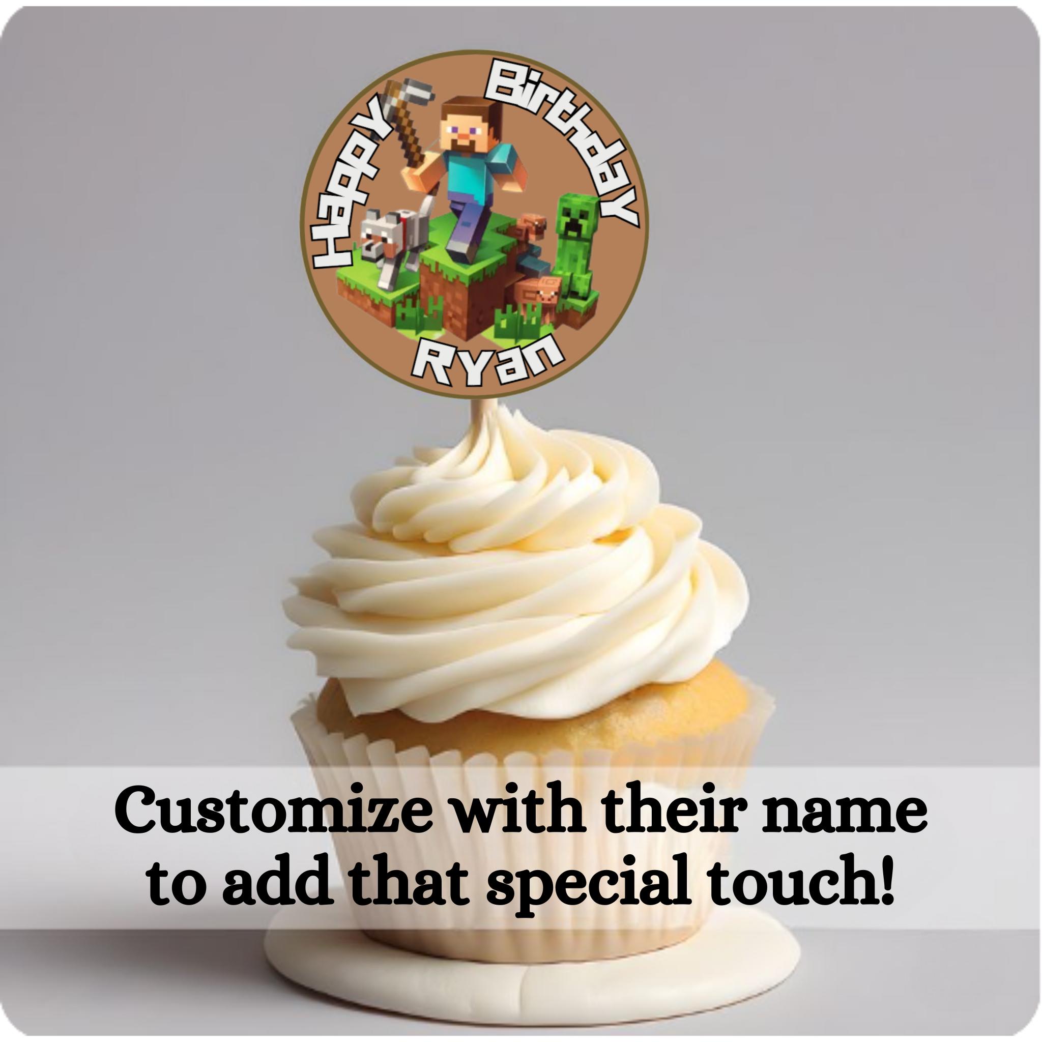 Customizable Minecrafter Cupcake Toppers
