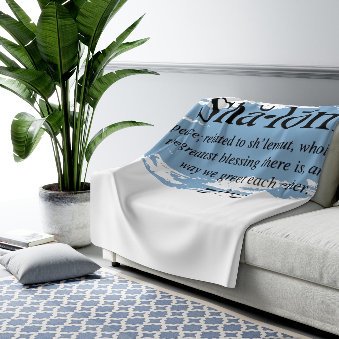 Shalom Blanket, Shalom Definition Sherpa Fleece, Couch Throw, Jewish