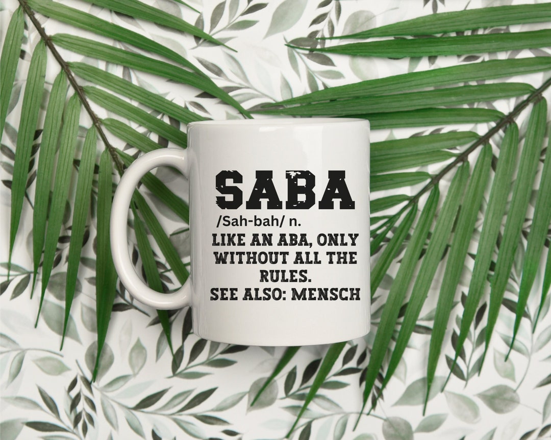 Saba Hebrew Mug, Jewish Symbols Coffee Mug, Saba Meaning Cup, Jewish