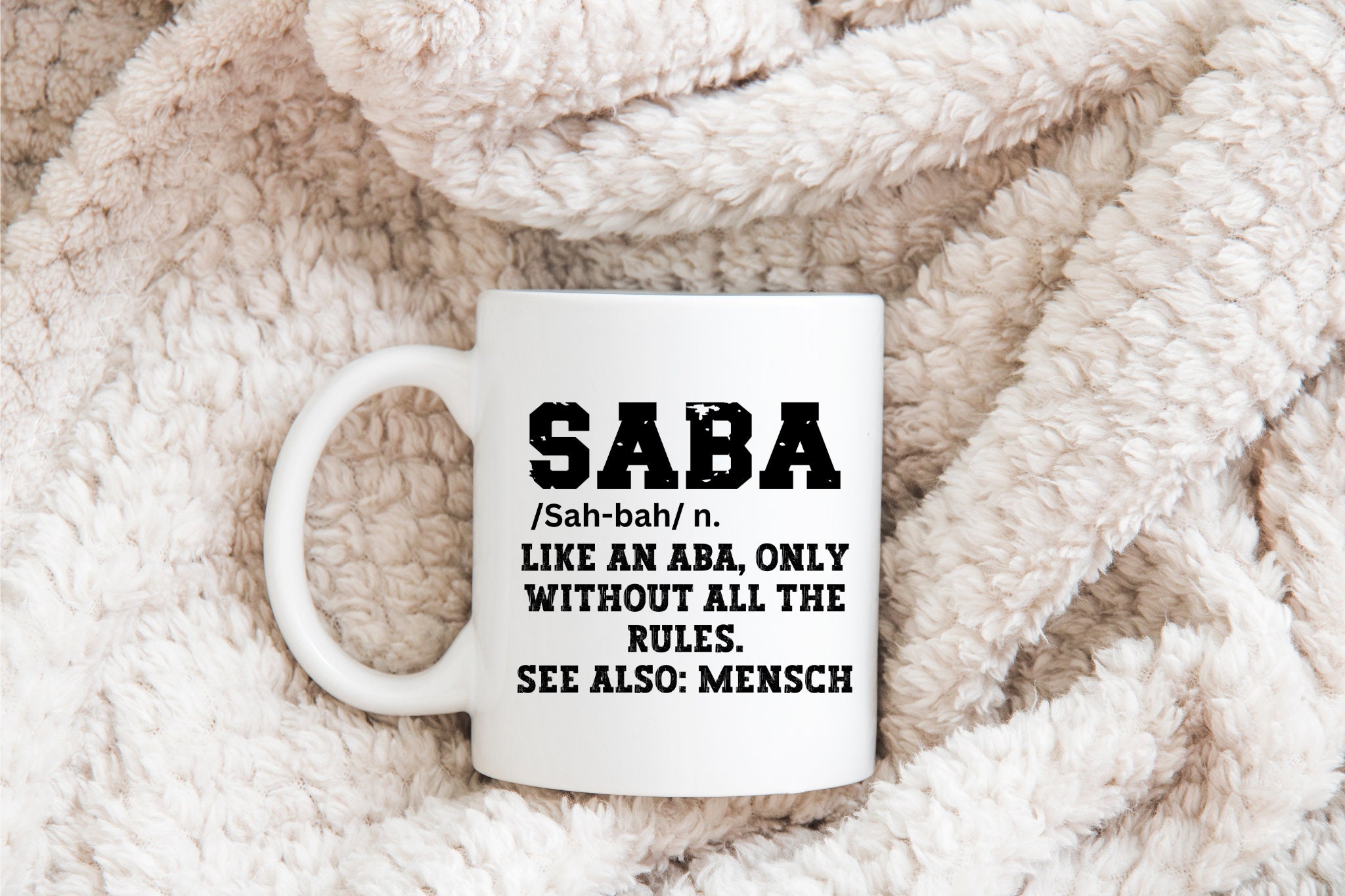 Saba Hebrew Mug, Jewish Symbols Coffee Mug, Saba Meaning Cup, Jewish