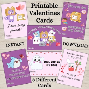 Sofortiger Download Valentinstag Karte Bundle, Lank Box inspiriert Valentinstag Karten, Foxy Boxy Valentinstag, Schule Valentinstag Karte, Katzen Klasse Valentinstag Karte