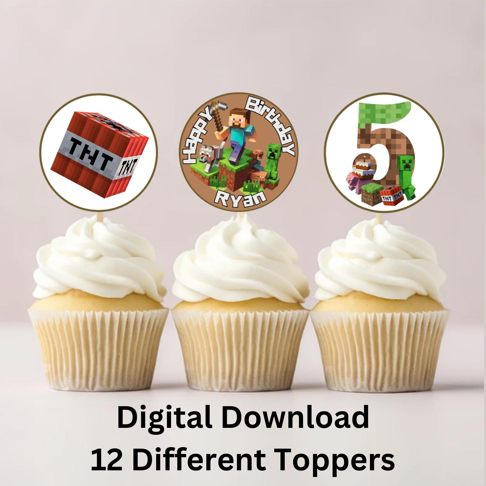 Customizable Minecrafter Cupcake Toppers