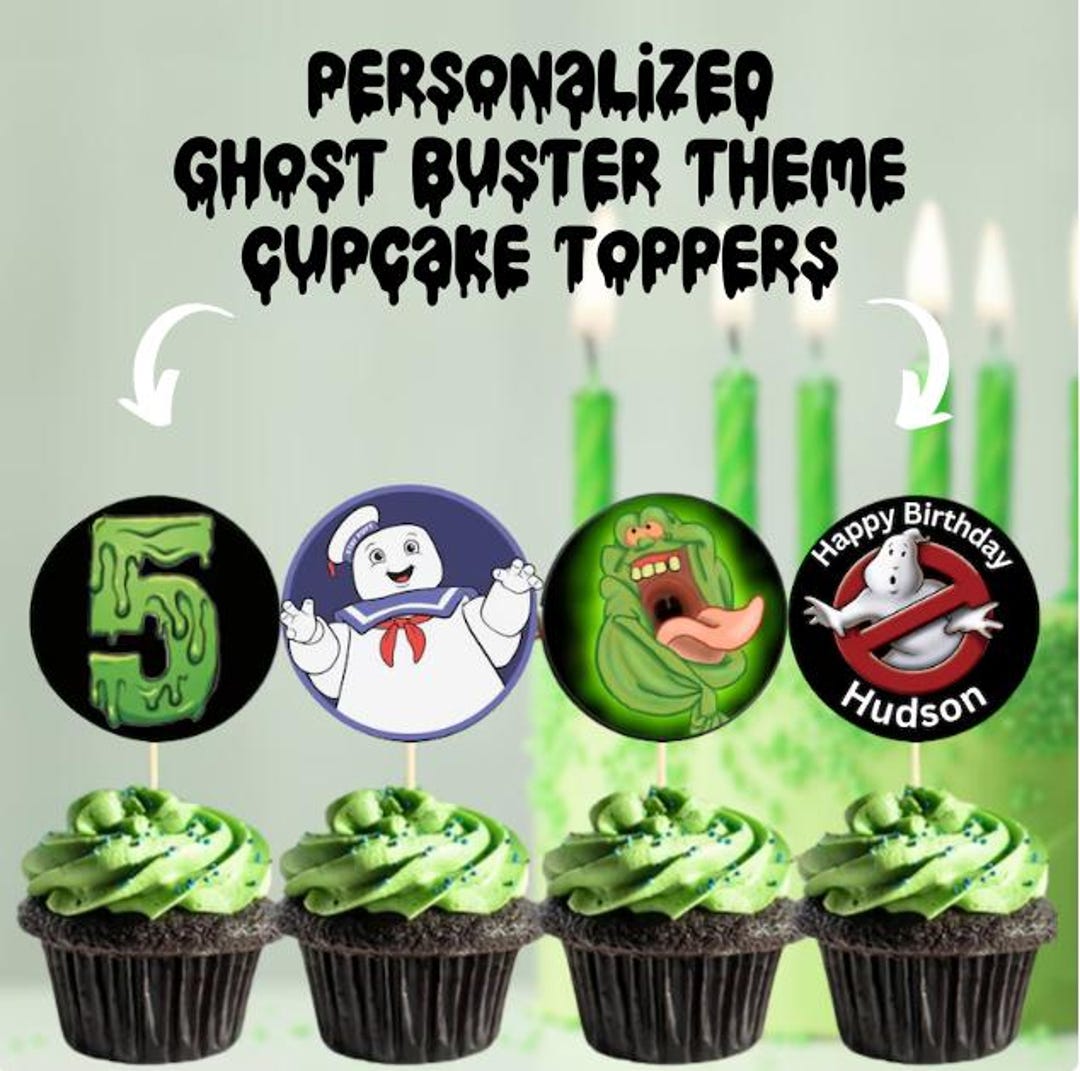 Custom Ghost Buster Cupcake Toppers, Personalized Ghost Birthday ...