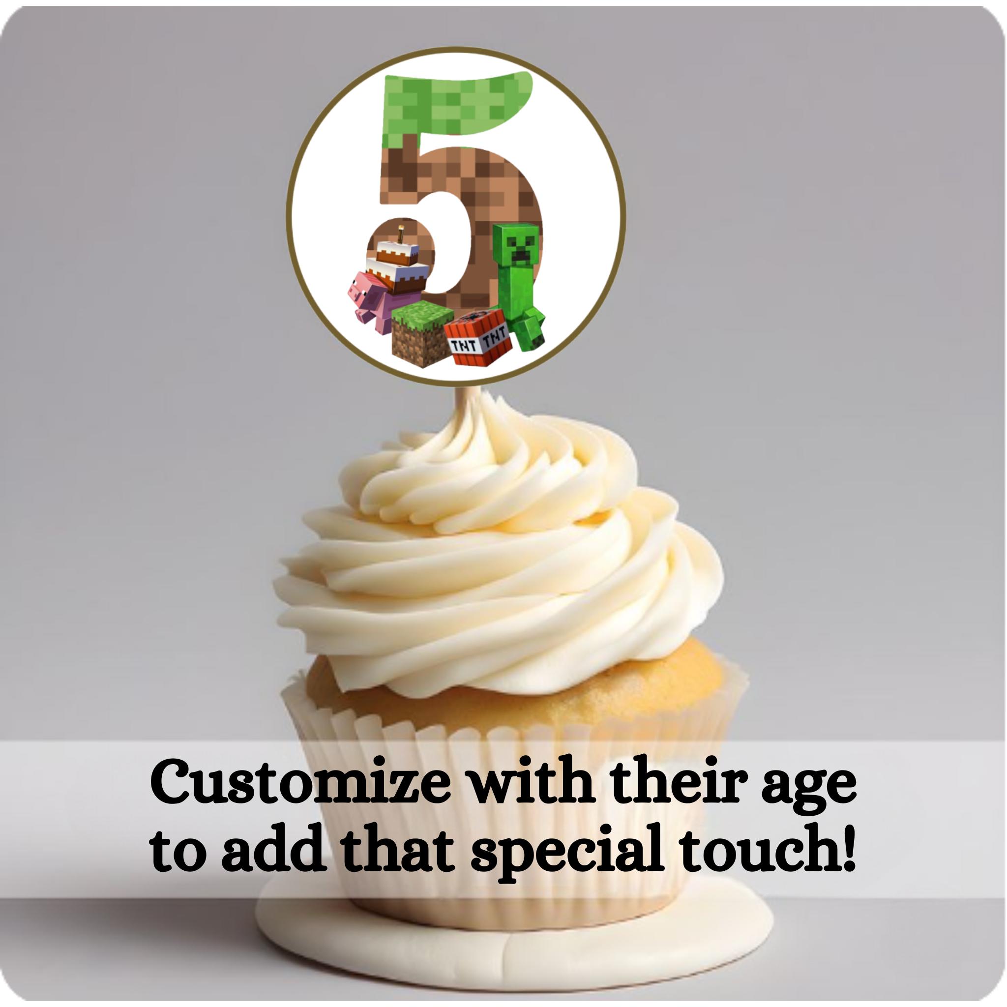 Customizable Minecrafter Cupcake Toppers