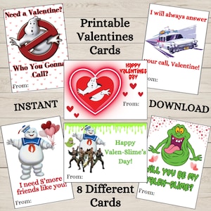 Cartes imprimables de Saint-Valentin chasseurs de fantômes, téléchargement immédiat, cartes de Saint-Valentin en classe, carte de Saint-Valentin plus mince, Saint-Valentin Ghost Buster