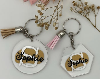 Porte-clés acryliques personnalisés avec feuille de vinyle, porte-clés et pompon
