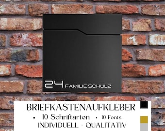 Briefkasten-Aufkleber mit Hausnummer Standard  -  personalisiert, hochwertig -  Briefkastenbeschriftung - Vinyl