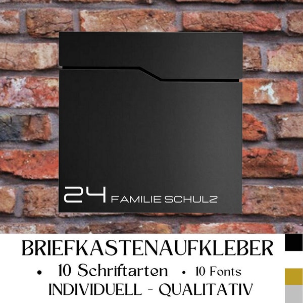 Briefkasten-Aufkleber mit Hausnummer Standard  -  personalisiert, hochwertig -  Briefkastenbeschriftung - Vinyl