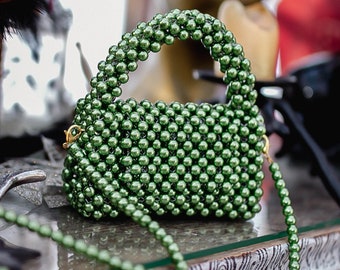 Green small pearl bag