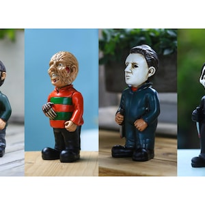Horror Movie Garden Gnomes Decoration Outdoor Statue Nightmare Jason Michael Myers Figurines Lawn Decor Halloween Decorations