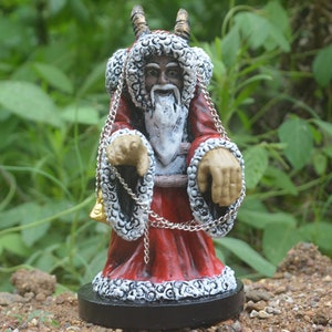 Krampus Resin Statue Gothic Sheep Horn Santa Claus Sculpture Figurines Garden Desktop Decoration