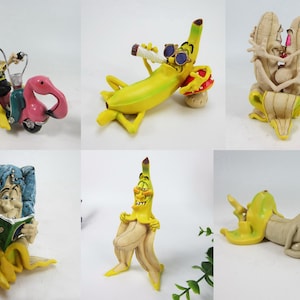 Divertido muñeco plátano en miniatura de resina, accesorios de decoración para el hogar y el escritorio, decoración creativa para bares, manualidades, adornos hechos a mano, regalos novedosos
