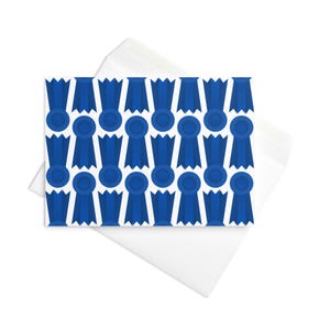 Tarjeta de felicitación con lazo azul, regalo para equitación, mujeres, atletas, bailarinas, agricultura, 4H, FFA, caballos, felicitaciones