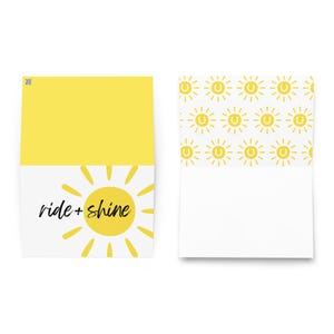 Carte de voeux Ride + Shine avec enveloppe Note équestre printanière pour les amateurs de chevaux