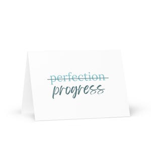 Progress Over Perfection Greeting Card Minimalist Motivational Stationery with Envelope