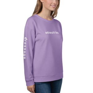 Equestrian Dressage Crew Neck Sweatshirt Horse Riding Apparel Rider Gift Idea Men Women Adult in Purple