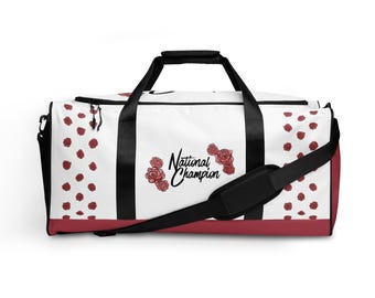 Bolsa de lona blanca de campeón nacional: bolsa de viaje con premios ecuestres para equipos de exhibición y orgullo del jinete.