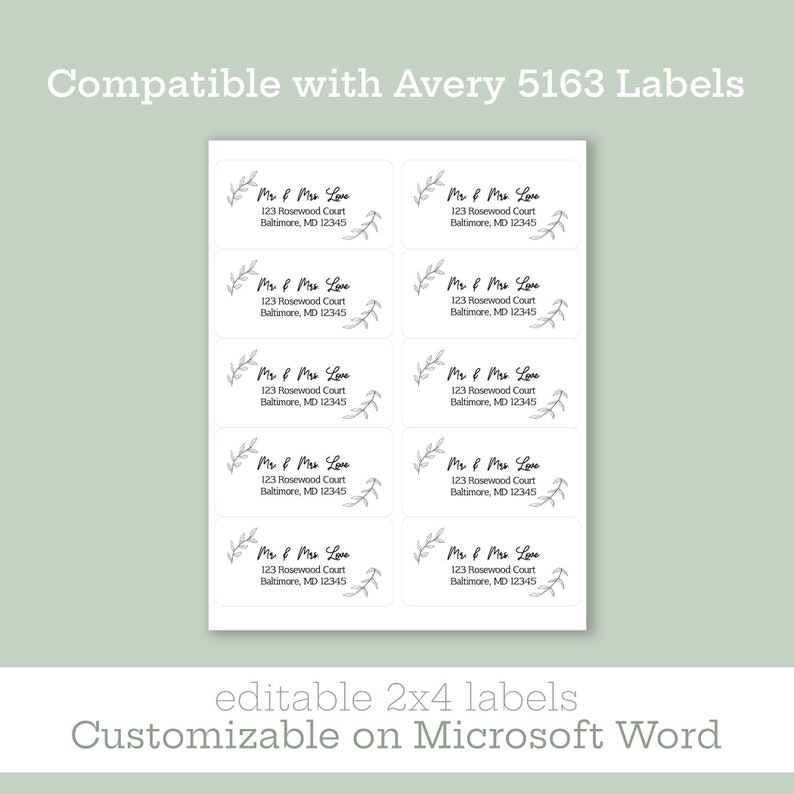 Editable Greenery Boho Address Labels Etsy