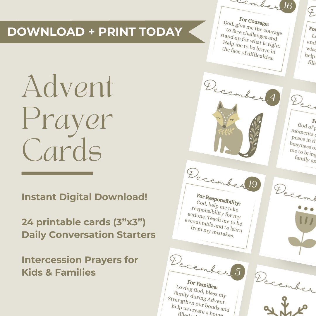 PRINTABLE Advent Cards for Kids/families instant Download - Etsy