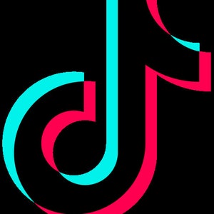 May include: The TikTok logo features a stylized letter "J" with a circle inside, in a vibrant blue and pink color scheme.