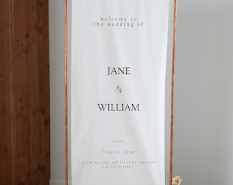 Fabric Wedding Welcome Sign Modern Wedding Welcome Sign Fabric Linen Custom Wedding ceremony Boho Wedding Welcome Sign Wedding Ceremony Sign