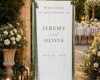 Fabric Wedding Welcome Sign Modern Wedding Welcome Sign Fabric Linen Custom Wedding ceremony Boho Wedding Welcome Sign Ceremony Sign S3